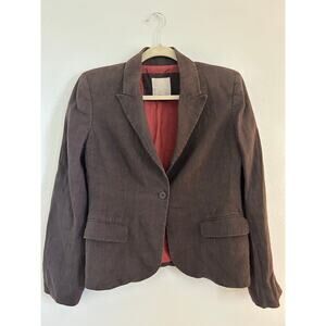 Magaschoni Linen Blazer Brown Women's Size 10